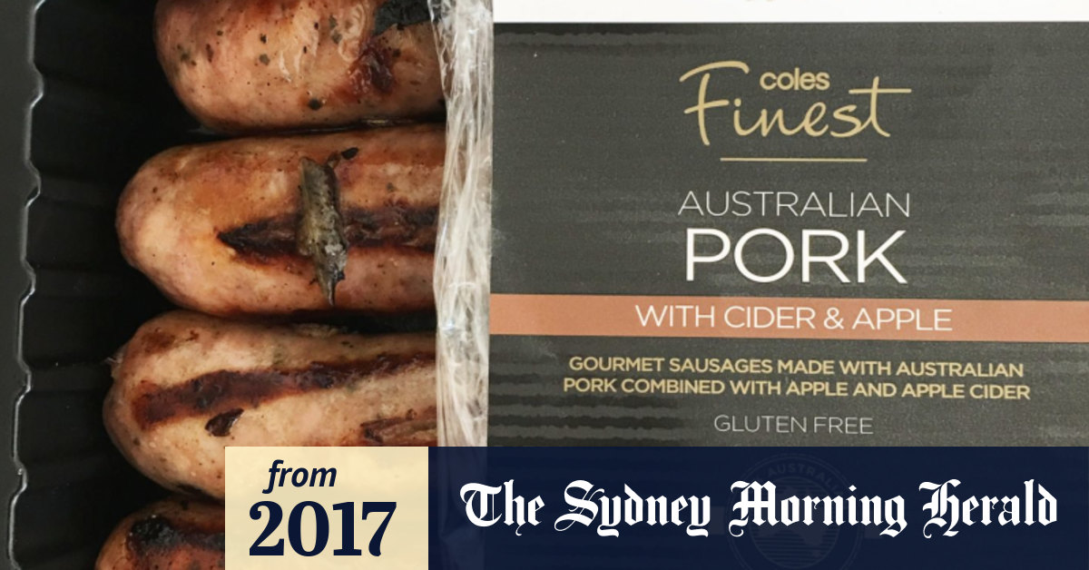 Grub crawls out of Coles Finest sausage as Sydney man cooks it